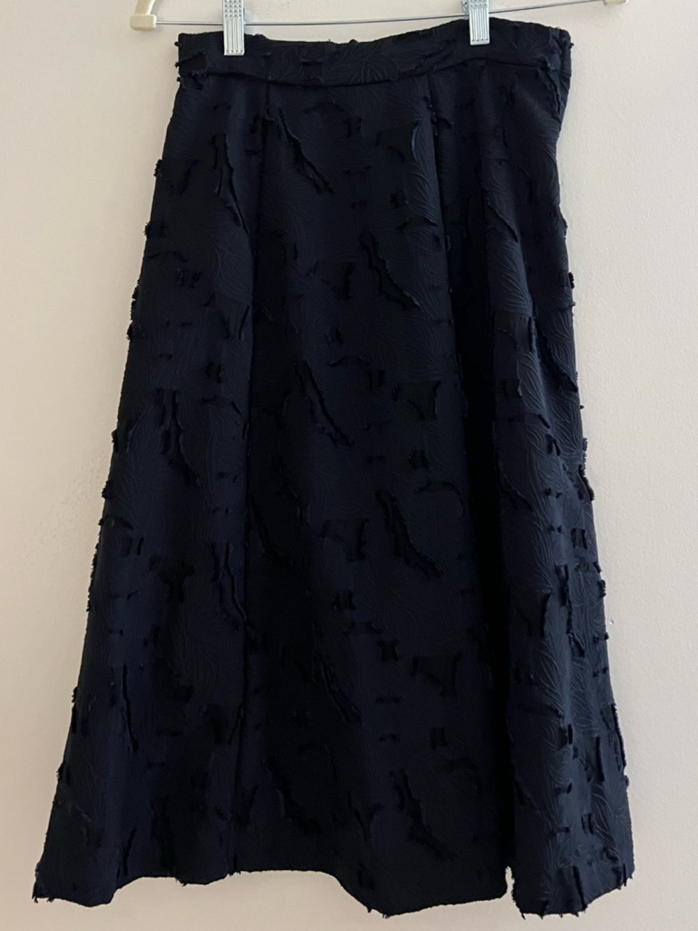 H&M Navy Textured A-Line Midi Skirt
